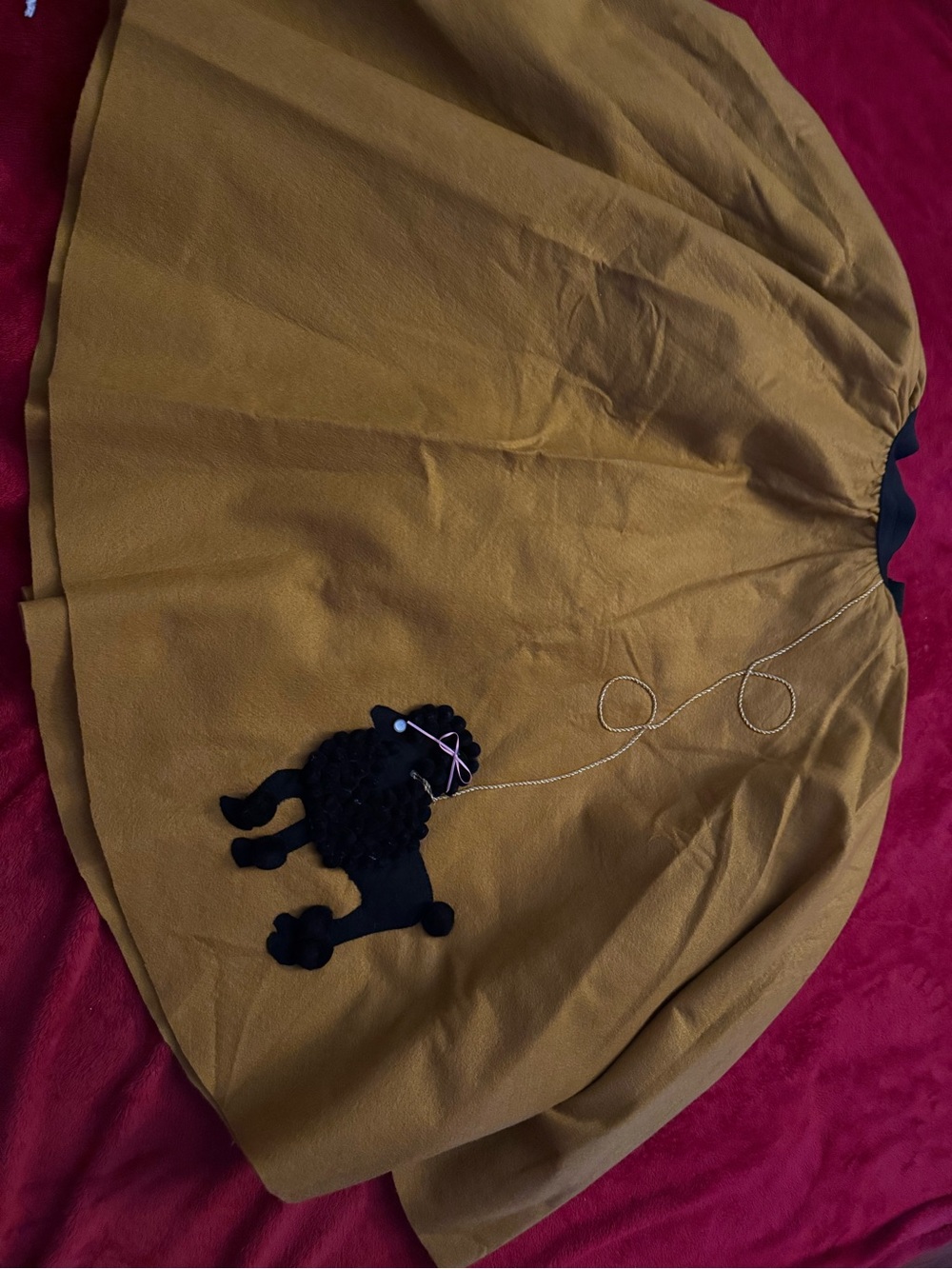 Mustard Circle Skirt with Black Poodle Appliqué